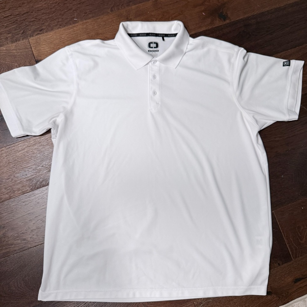 OGIO Men's 2XL White Performance Golf Polo Shirt Short Sleeve 100% Polyester
